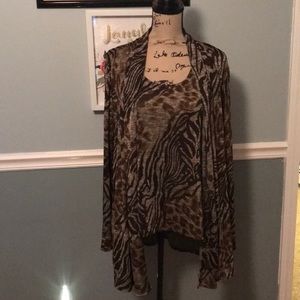Animal print tank and cardigan set